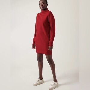 Athleta Cozy Karma Mock Neck Red Sweatshirt Dress Size 1X